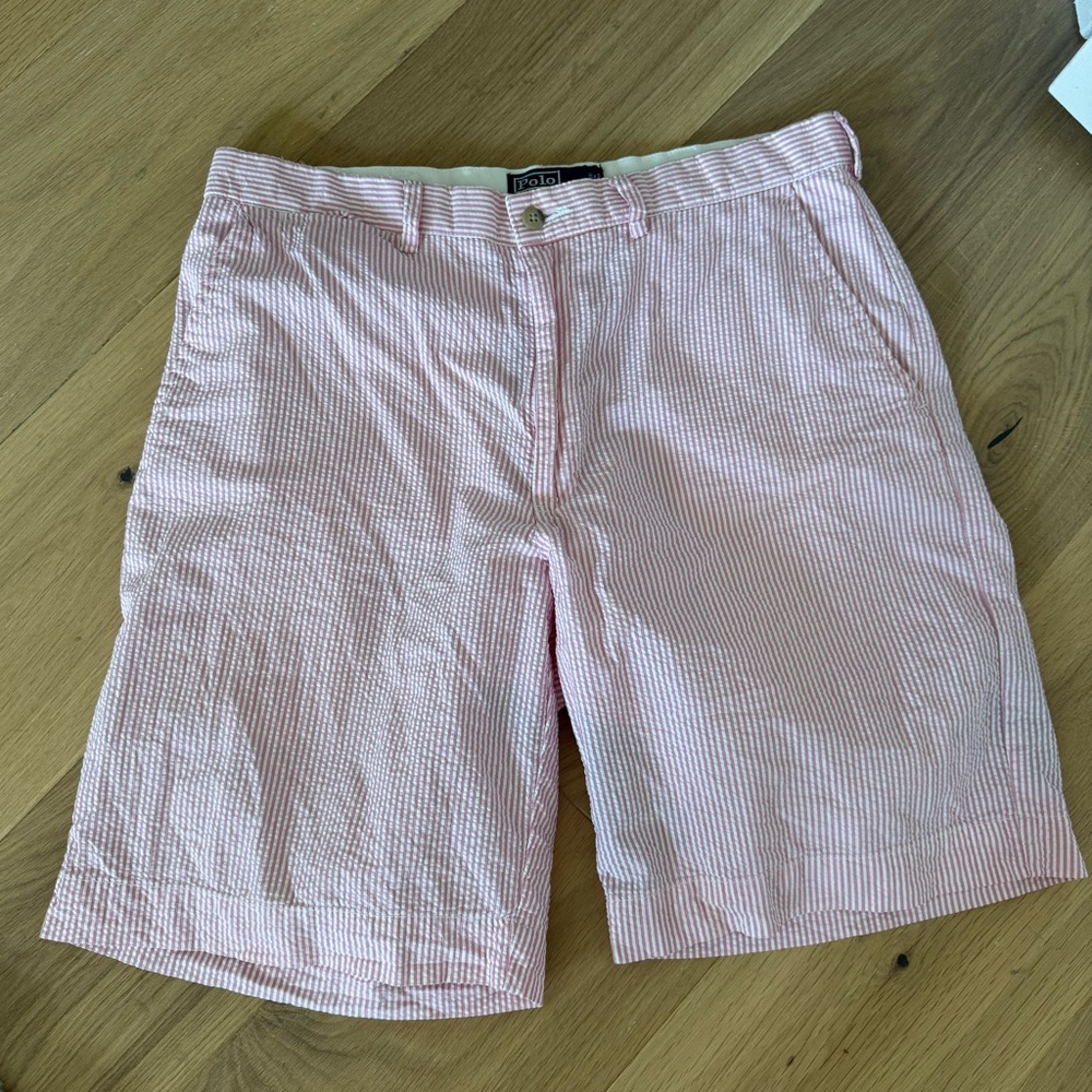 Polo Pink Seersucker Shorts, Size 34